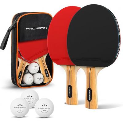 PRO SPIN Ping Pong Paddles - High-Performance Set with Premium Table Tennis Rackets, 3-Star Ping Pong Balls, Compact Sto