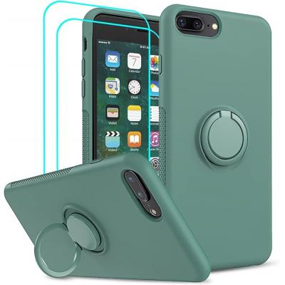 LeYi iPhone 8 Plus 手机壳 iPhone 7 Plus 手机壳,iPhone 6s Plus 手机壳 iPhone 6 Plus 手机壳,带 2 件玻璃屏幕保护膜,液态硅胶橡胶软防震手机壳,适用于 iPhone 8 Plu