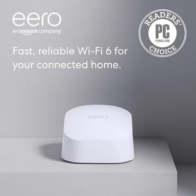 Amazon eero 6 mesh wifi router - Supports internet plans up to 900 Mbps, Coverage up to 1,500 sq. ft., Connect 75+ devic